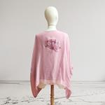 TUNICA ,blusa en gasa de seda, color rosa dibujo de flores al tono