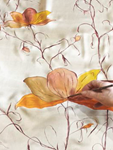 FULAR, en Seda satén, color calabaza, dibujo flor 