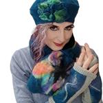 MITON, gris perla con patch bordado en lana merino en degrade de azul
