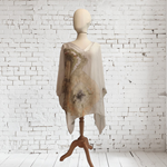 TUNICA ,blusa, vestido en gasa de seda, color gris piedra, dibujo sibory 