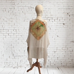 TUNICA ,blusa vestido en gasa de seda, color blanco dibujo sibory