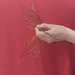 JERSEY, PULL, de corte recto y manga japonesa color rojo pintado a mano