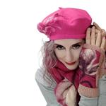 MITON, rosa nude con patch bordado en lana merino en tono rosa ciclamen