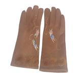 GUANTE camel, con dibujo de mariposas multicolores y adorno de borlas de pelo, interior térmico, táctil  