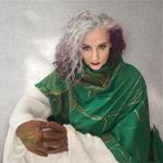 PASMINA, bufanda, color verde, dibujo de flor al tono, tacto cashmere, lana