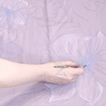 PASMINA, bufanda, color malva, dibujo de flor en blanco, tacto cashmere, lana