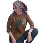 JERSEY, PULL, de corte recto y manga japonesa color beig pintado a mano