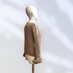 JERSEY, PULL, color beig, con aplicacion de flor en lana enfieltrada