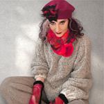 MITON,  negro con patch bordado en lana merino en tono rojo