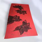 FULAR, en Seda satén, color rojo, dibujo flor negro