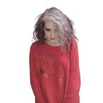 JERSEY, PULL, de corte recto y manga japonesa color rojo pintado a mano