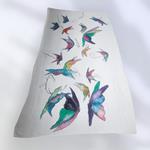 FULAR, en Seda satén, color blanco, dibujo de mariposas multicolores