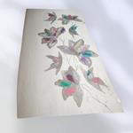FULAR, en Seda satén, color beig, dibujo flores pintadas a mano