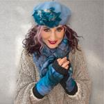MITON, gris con patch bordado en lana merino en tono azul