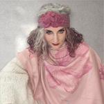 PASMINA, bufanda, color rosa palo, dibujo de flor en rosa, tacto cashmere, lana