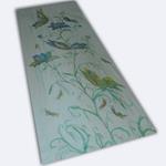 FULAR, en GASA DE SEDA, color azul turquesa, dibujo de mariposas
