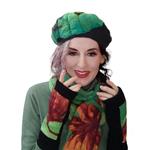 MITON, negro con patch bordado en lana merino en tono verde y naranja