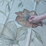 FULAR, en Seda de gramaje superior, color beig, dibujo de flores marrones