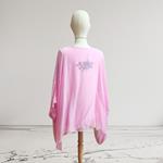 TUNICA ,blusa en gasa de seda rosa, con margaritas pintadas a mano