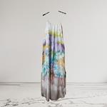  VESTIDO largo,de seda color blanco, pintada a mano con sibori