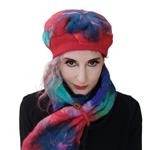 BOINA, patch, rojo, con bordado de patch en lana merina multicolor