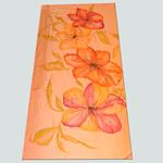 FULAR, en Seda satén, color naranja coral, dibujo flor  coral y rosa