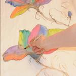 FULAR, en gasa de seda, pintado a mano