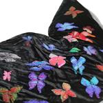 Capa reversible color negro con bordado de mariposas multicolores