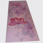 FULAR, en GASA DE SEDA, color malva, dibujo de flores rosas