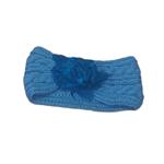 TURBANTE tipo cinta de color azul con flor azul de lana fieltro