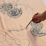 Fular en seda de gramaje superior, pintado a mano 