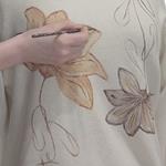 JERSEY, PULL, de corte recto y manga japonesa color crudo pintado a mano