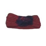 TURBANTE tipo cinta de color granate con flor roja y negra de lana fieltro