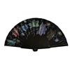 ABANICO pericón, color negro, dibujo de flores multicolor, en madera lacada , tamaño muy grande | 2406 | Artesania Textil