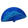 ABANICO de bolsillo, color azul, dibujo abstracto, madera de arce lacada, tamaño pequeño | 2169 | Artesania Textil