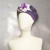 BOINA, morada  con aplicación de flor en crudo y malva en lana enfieltrada | 2343 | Artesania Textil