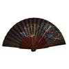 ABANICO pericón, color caoba, dibujo de flores multicolor, en madera barnizada , tamaño muy grande | 2404 | Artesania Textil