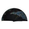 ABANICO semipericón, color azul petroleo, dibujo de espiral y mancha, en madera lacada , tamaño grande | 2186 | Artesania Textil