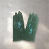 GUANTE verde, con dibujo de mariposas azules, interior térmico, táctil   | 2439 | Artesania Textil
