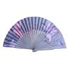 ABANICO semipericón, color malva, dibujo de flores, en madera lacada , tamaño grande | 2190 | Artesania Textil