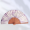 ABANICO  en seda y madera de peral, pintado a mano con gran flor morada. Talla clásico | 2212 | Artesania Textil