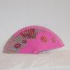 ABANICO clásico, color rosa, dibujo de espiral circular, madera de arce lacado, tamaño medio | AC/01469 | Artesania Textil