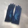GUANTE azul, con dibujo de mariposas azules, interior térmico, táctil   | 2435 | Artesania Textil