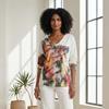 CAMISETA, PULL, color blanco  con dibujo en contraste multicolor | 2494 | Artesania Textil