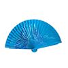 ABANICO de bolsillo, color azul turquesa, dibujo de mariposas, madera de arce lacada, tamaño pequeño | 2172 | Artesania Textil