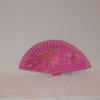 ABANICO de bolsillo, color rosa, dibujo de flor rosa, madera de arce lacada, tamaño pequeño | AC/01459 | Artesania Textil