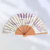 ABANICO  en seda y madera de peral, dibujo de mariposas en malva Talla clásico | 2464 | Artesania Textil