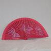 ABANICO clásico, color rosa, dibujo de flor rosa, madera de arce lacado, tamaño medio | AC/01472 | Artesania Textil