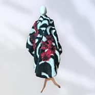 Capa color blanco y negro  con aplicación de parches en rojo | 2536 | Artesania Textil