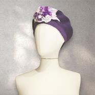BOINA, morada  con aplicación de flor en crudo y malva en lana enfieltrada | 2343 | Artesania Textil